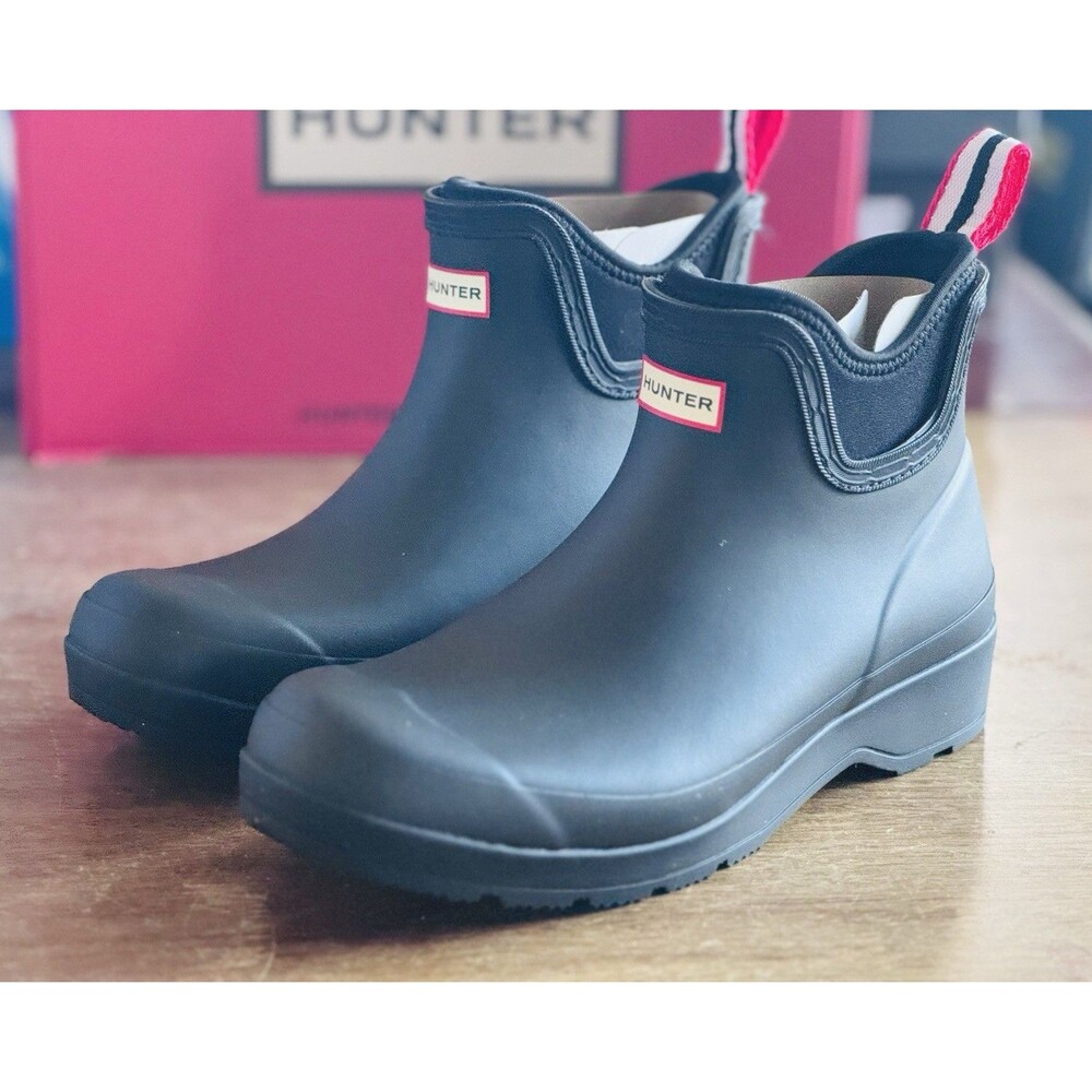 Women’s Size 8 Hunter Play Chelsea Neoprene Rain Boots Black WFS3020RMA NIB